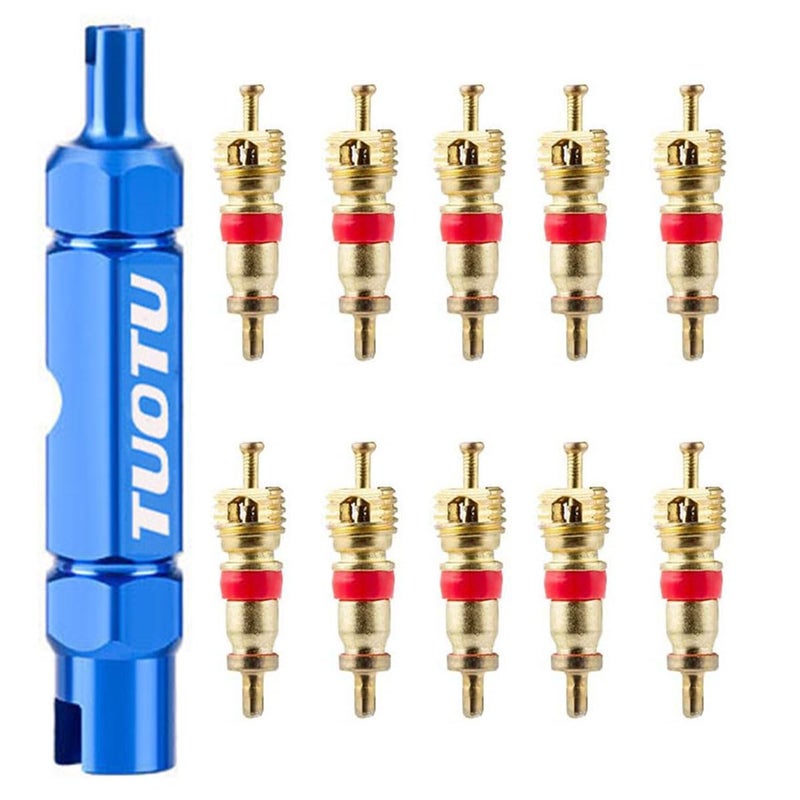 TuoTu Valve Core Remover Tool Kit Bike and Car Valve Core Repair Tool with Brass Replacement Schrader Valve Core - Image 1